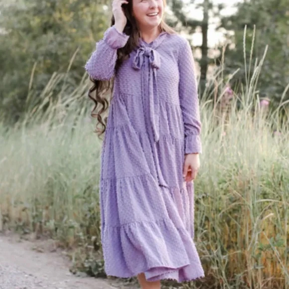 Dainty Jewells Lavender Long Sleeve Dress - Picture 3 of 3